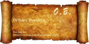 Orbán Benáta névjegykártya